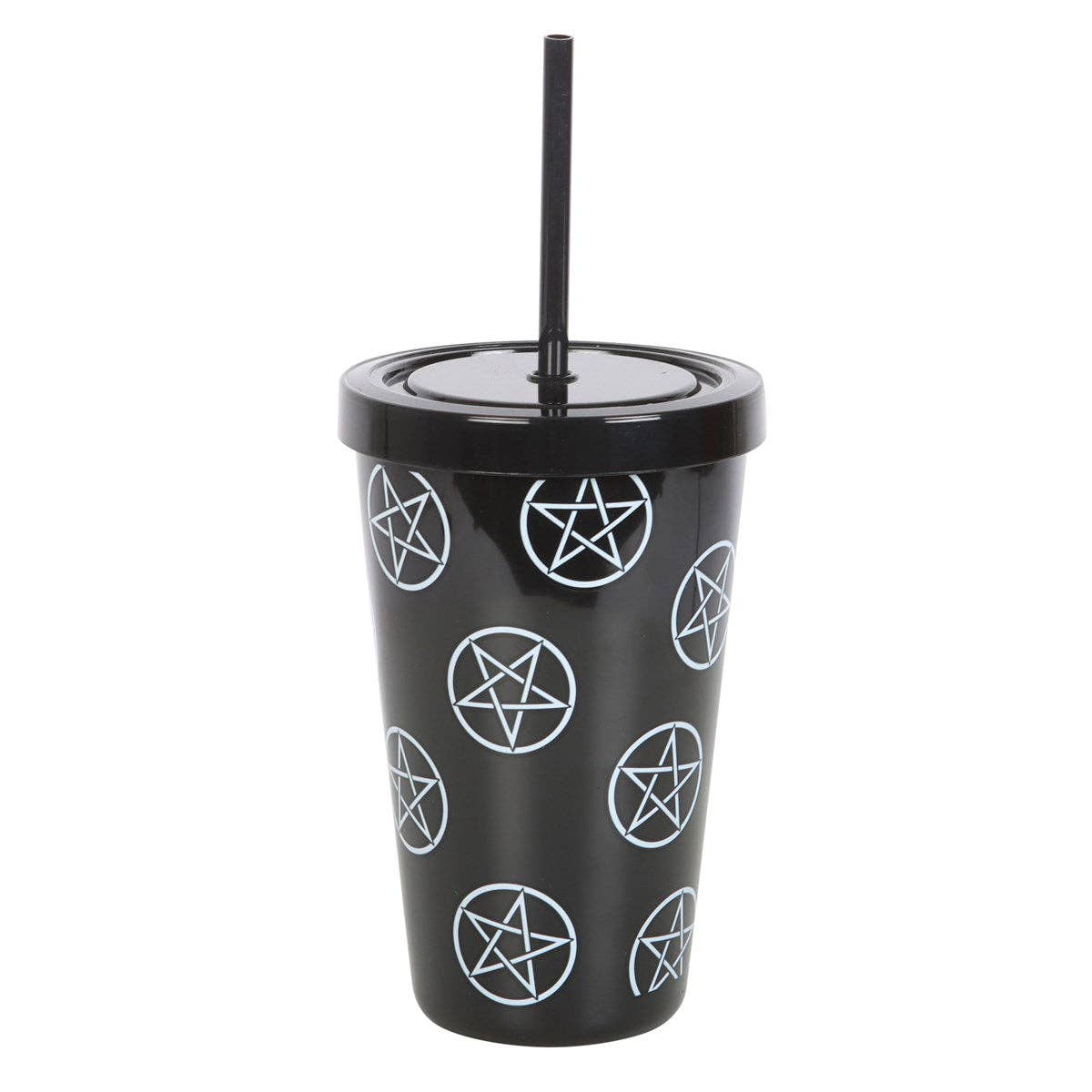Gothic Pentagram Plastic Tumbler with Straw
