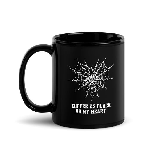 Taza brillante negra como mi corazón
