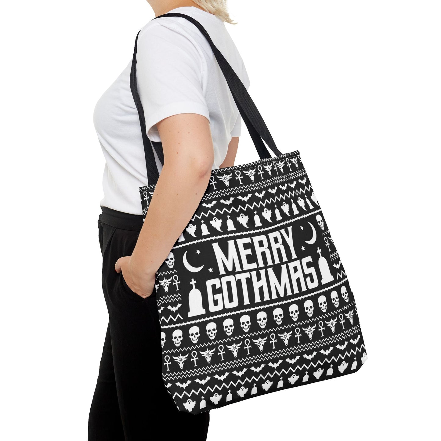Merry Gothmas Sweater Reusable Gift Bag Tote