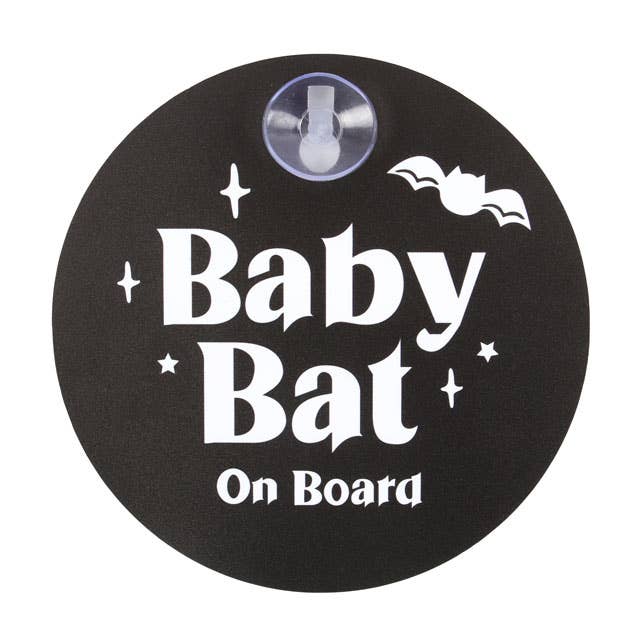 Letrero para ventana de coche con murciélago bebé a bordo