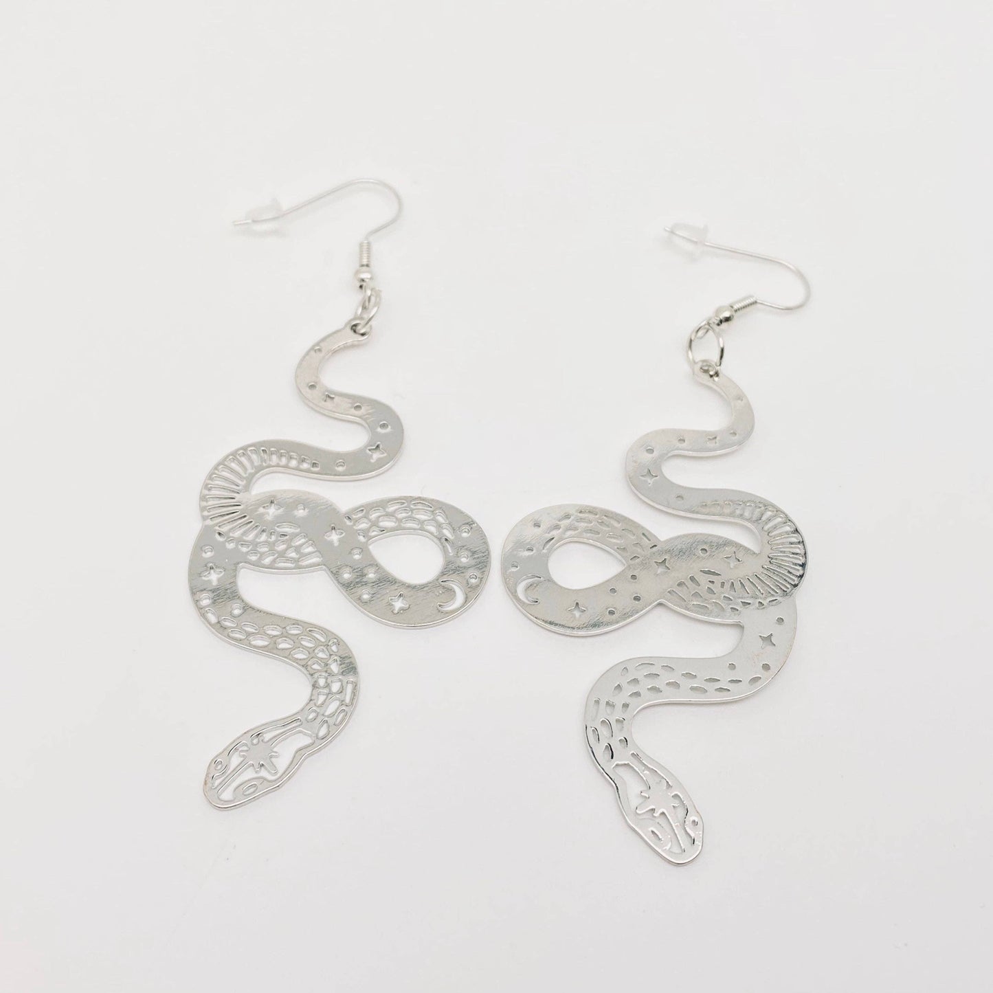Silver Mystical Snake Earrings