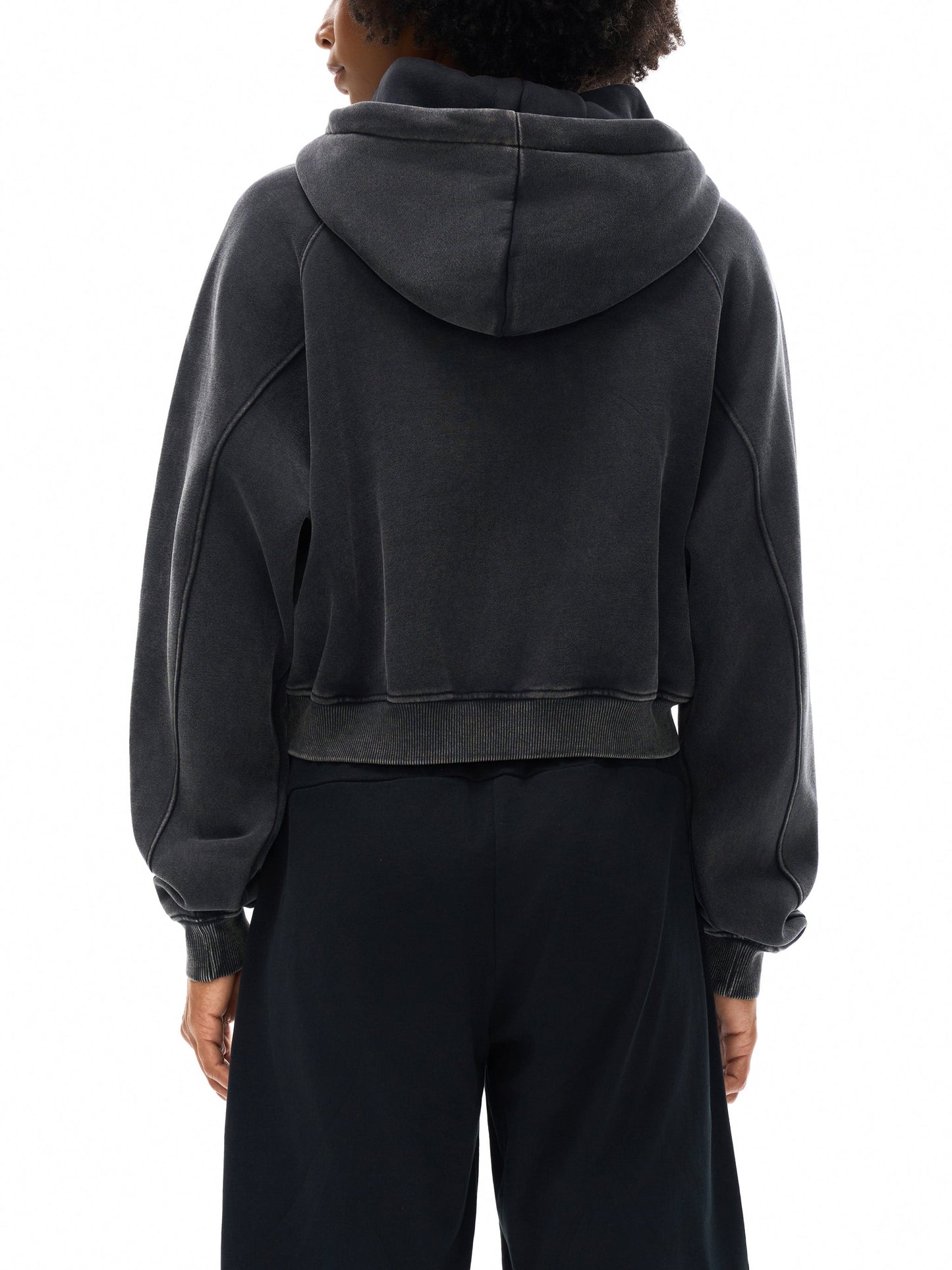 Basic B Grunge Wash Cropped Hoodie