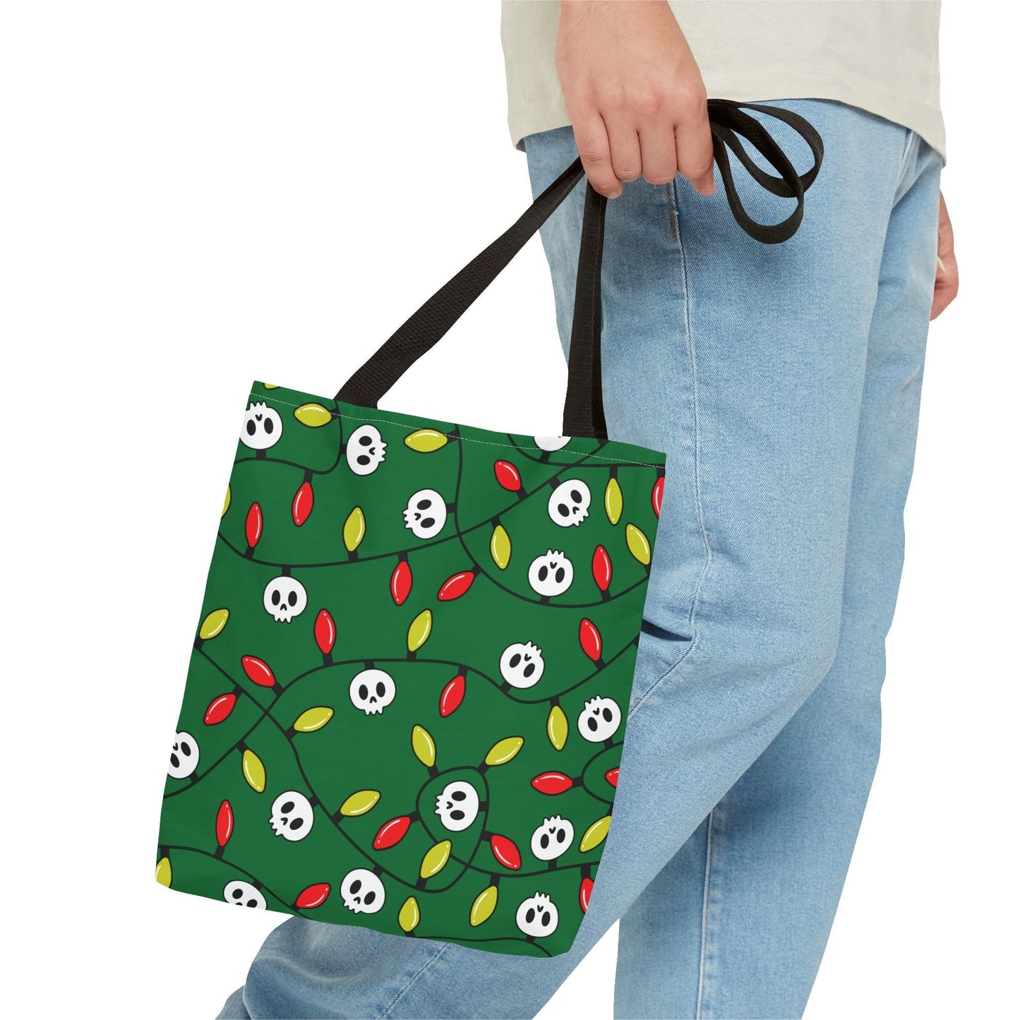 Boney & Bright Skull Lights Reusable Holiday Gift Bag Tote