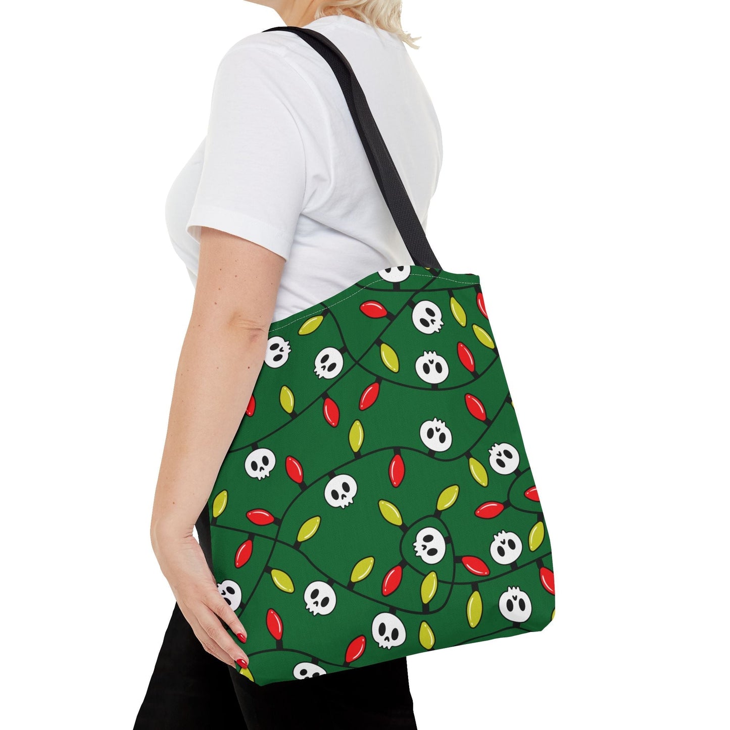 Boney & Bright Skull Lights Reusable Holiday Gift Bag Tote