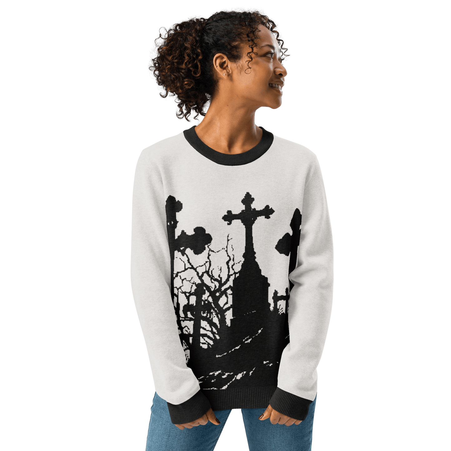 Cemetery Ash Knit Crew Neck Sweater