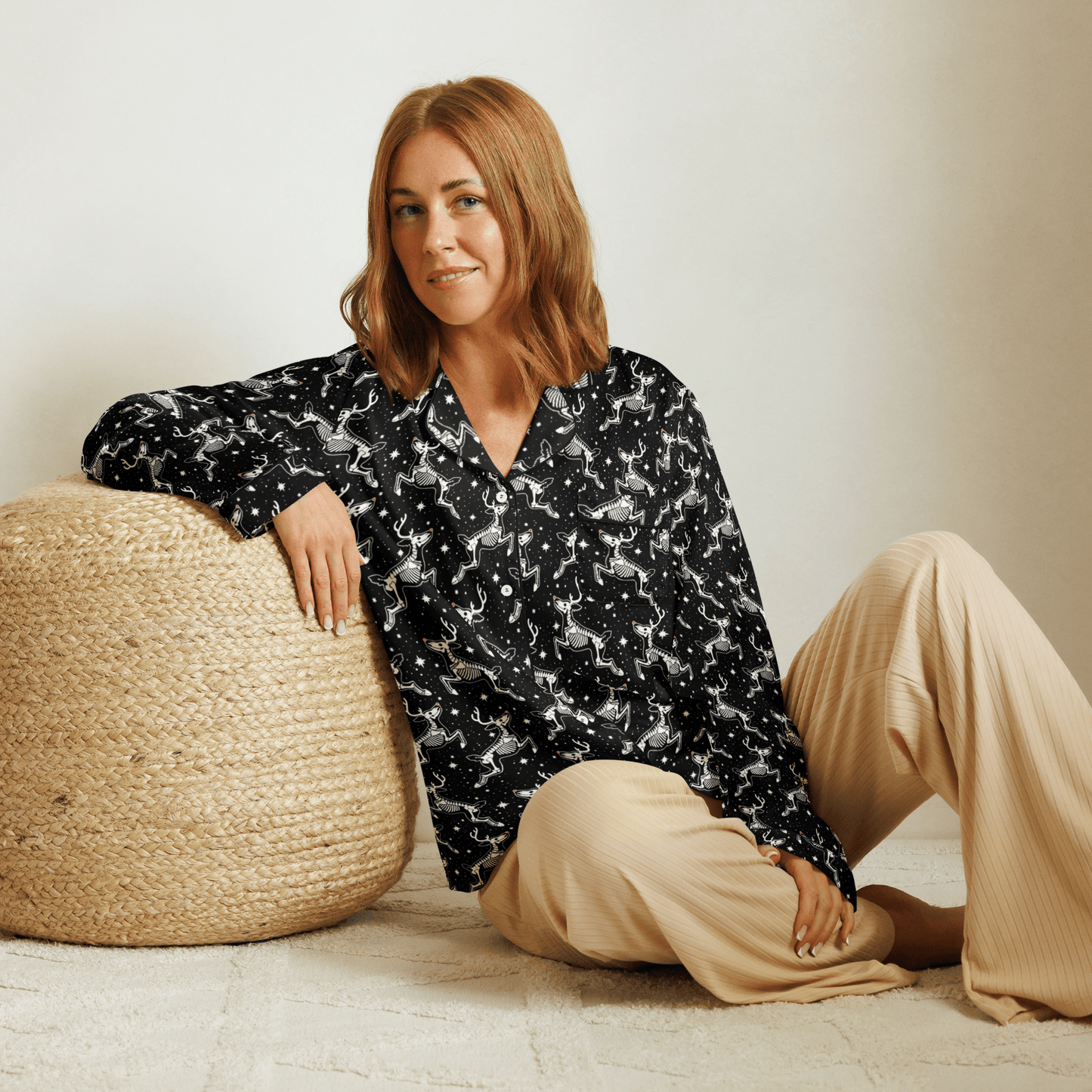 Deadnose Reindeer Silky Pajama Top