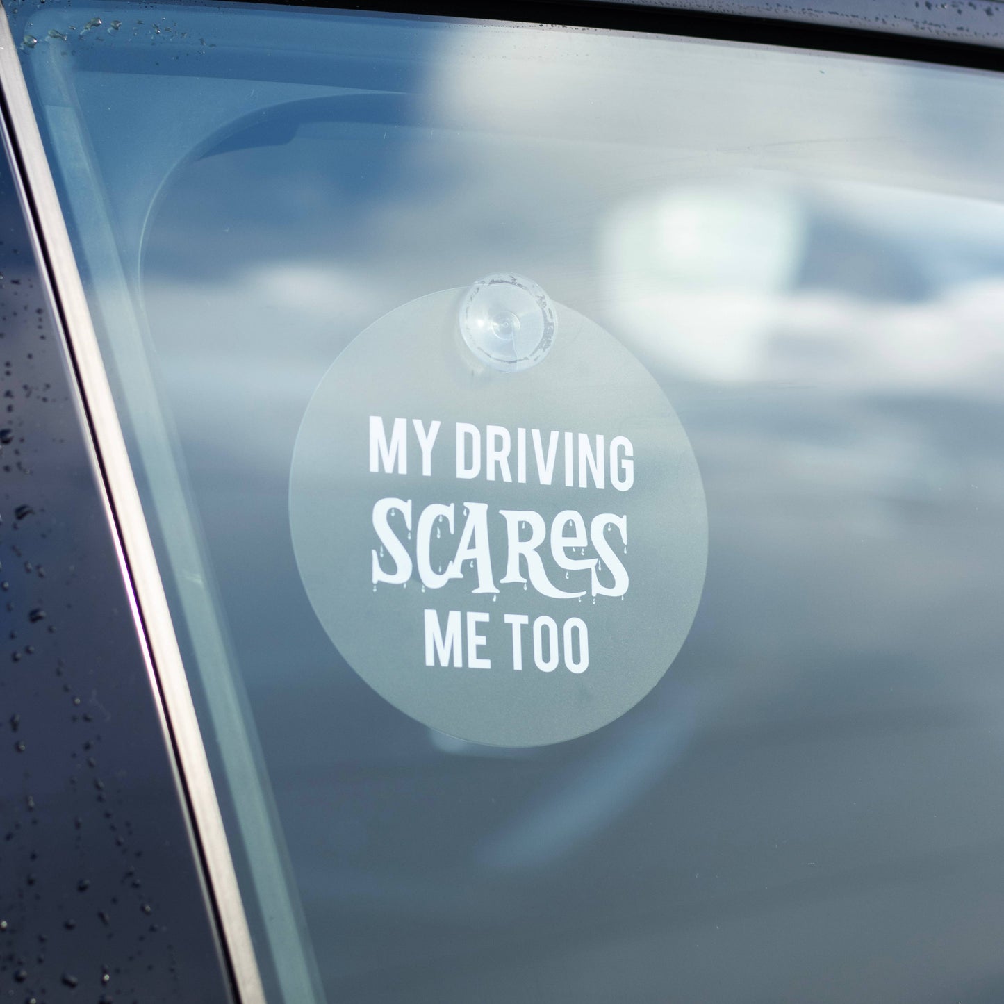 My Driving Scares Me Too Window Sign