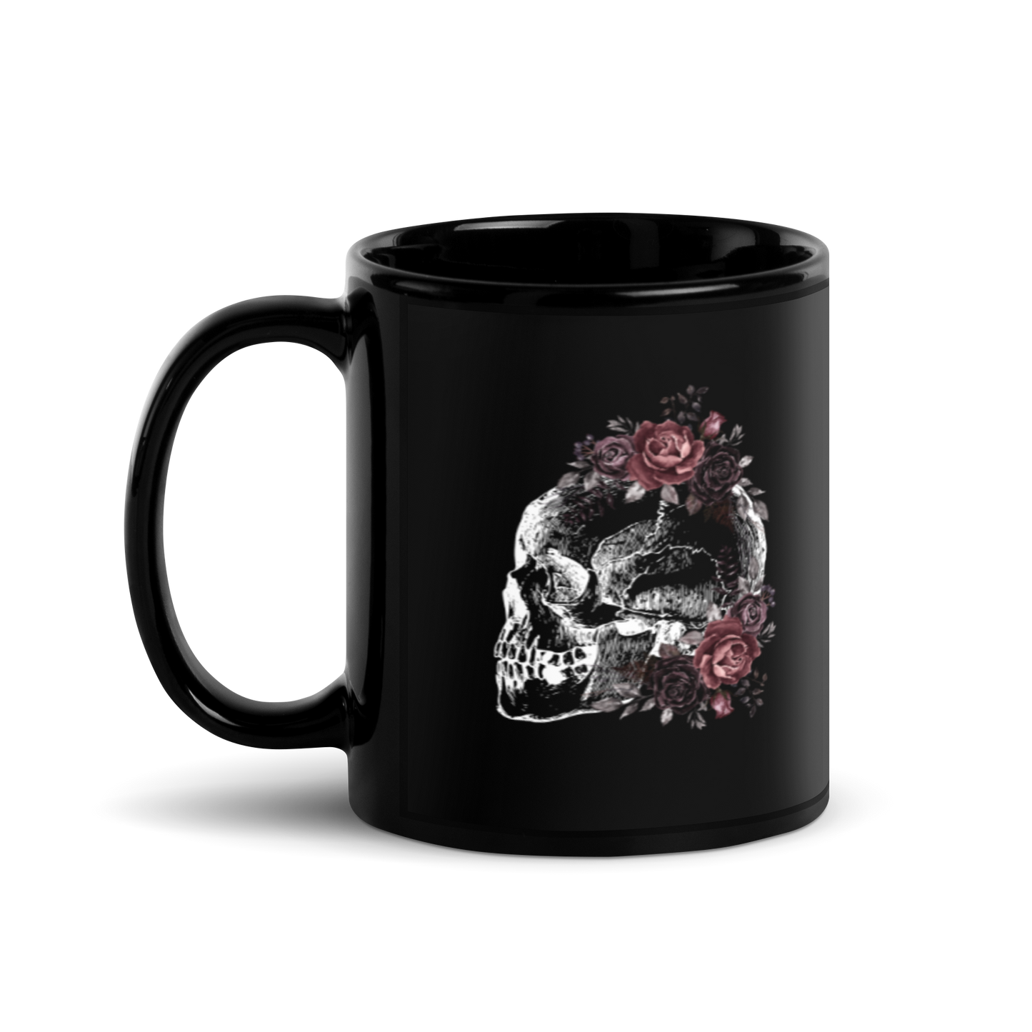 Death & Roses Black Glossy Mug