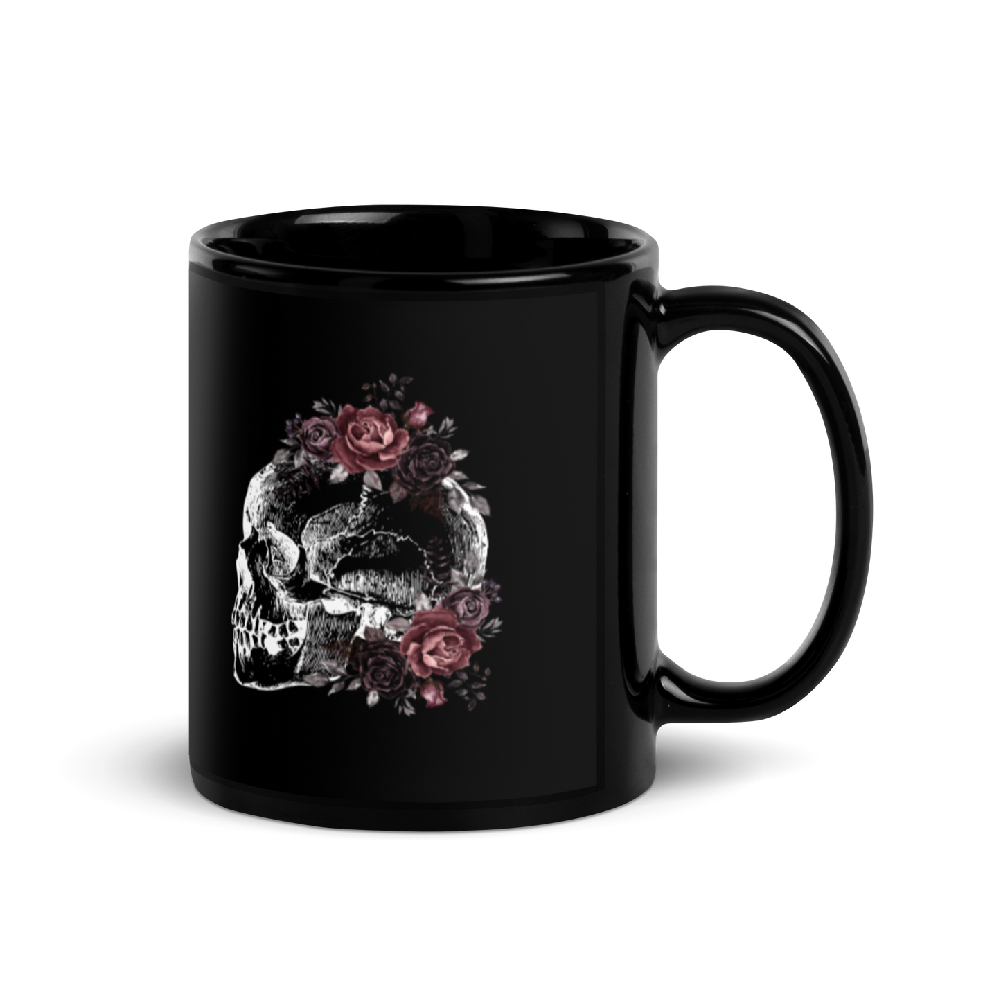 Death & Roses Black Glossy Mug