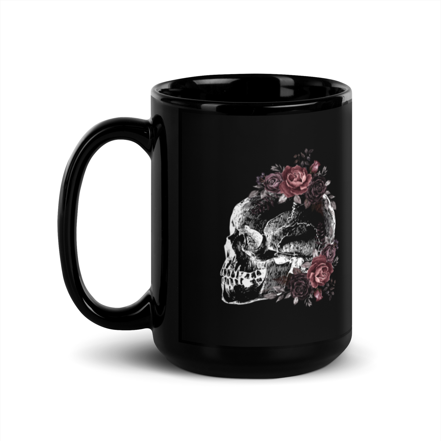 Death & Roses Black Glossy Mug