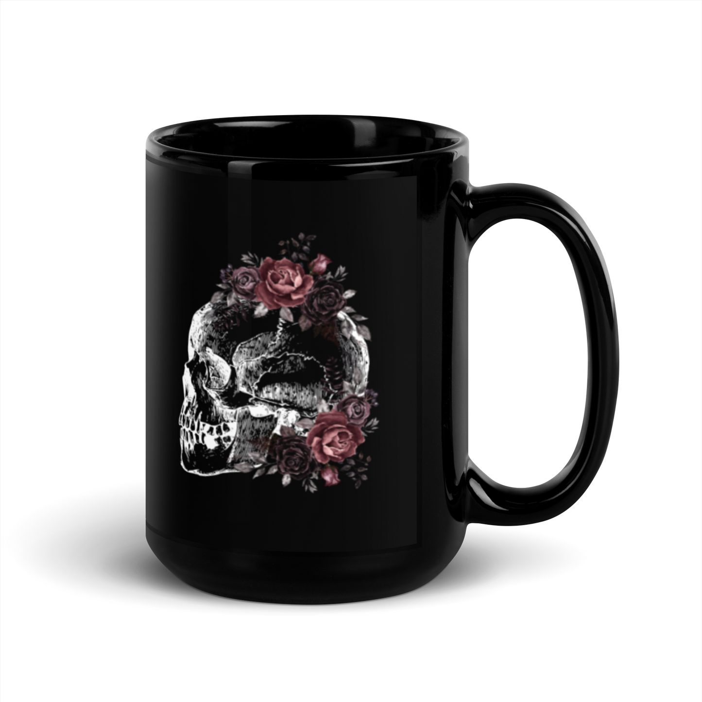 Death & Roses Black Glossy Mug